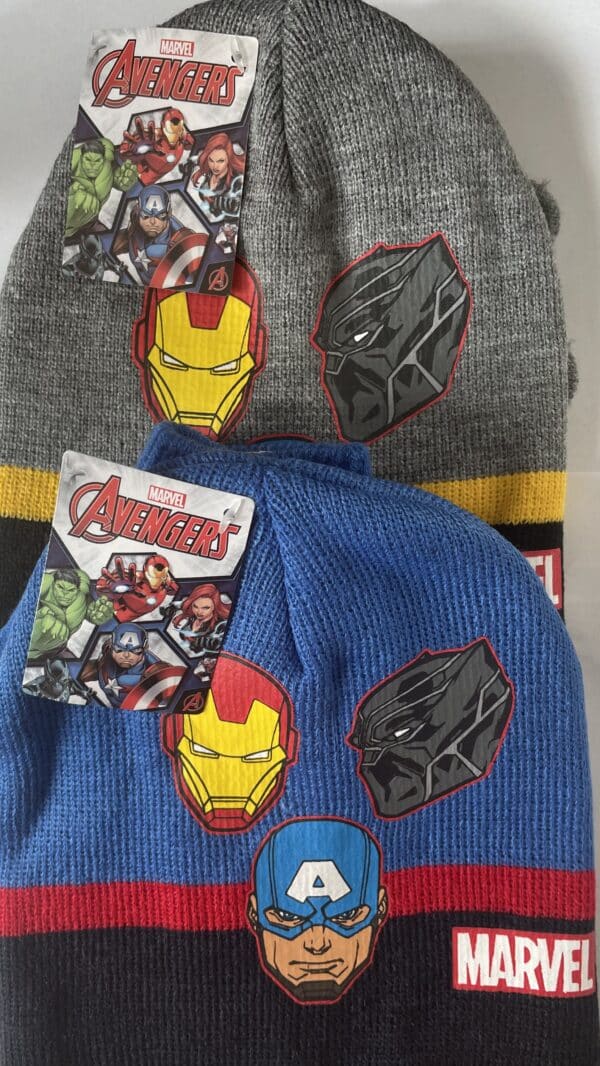 Avengers winter set muts + handschoenen in blauw en grijs