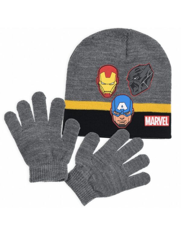 Avengers winter set muts + handschoenen in blauw en grijs - Afbeelding 3